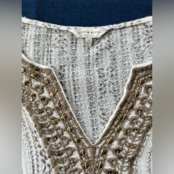 Lucky Brand Embroidered Peasant Top Small - Picture 4 of 11